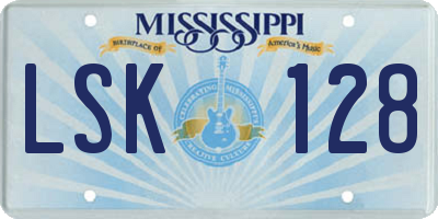 MS license plate LSK128