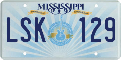 MS license plate LSK129