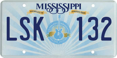 MS license plate LSK132