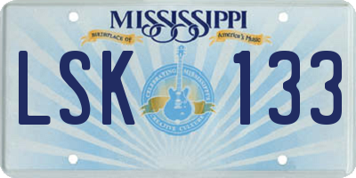 MS license plate LSK133