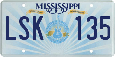 MS license plate LSK135