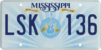MS license plate LSK136