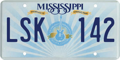 MS license plate LSK142