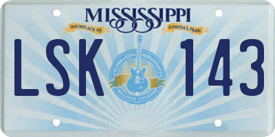 MS license plate LSK143
