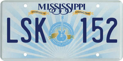MS license plate LSK152