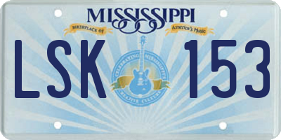 MS license plate LSK153