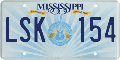 MS license plate LSK154