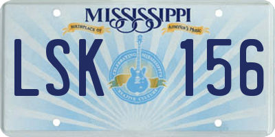 MS license plate LSK156