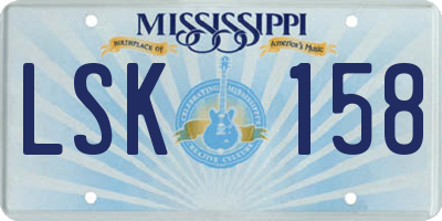 MS license plate LSK158