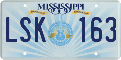 MS license plate LSK163