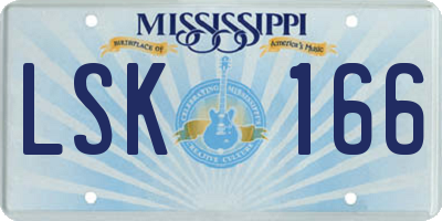 MS license plate LSK166