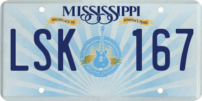 MS license plate LSK167