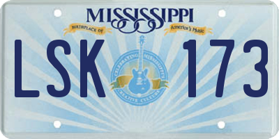 MS license plate LSK173