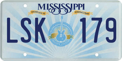 MS license plate LSK179