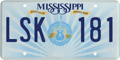 MS license plate LSK181