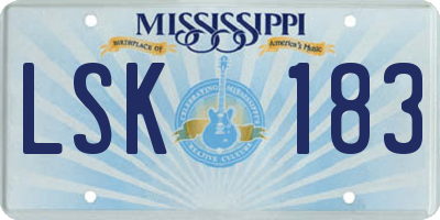 MS license plate LSK183