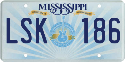MS license plate LSK186