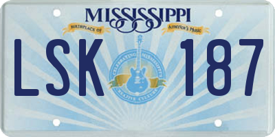 MS license plate LSK187