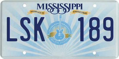 MS license plate LSK189