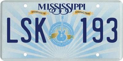 MS license plate LSK193