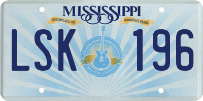 MS license plate LSK196