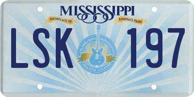 MS license plate LSK197