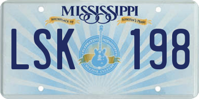 MS license plate LSK198