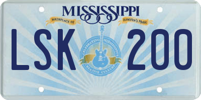 MS license plate LSK200