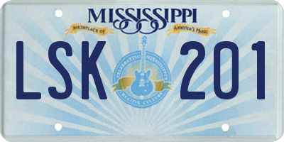 MS license plate LSK201