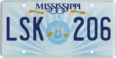 MS license plate LSK206