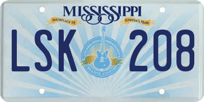 MS license plate LSK208