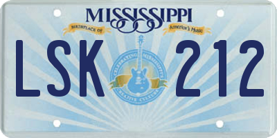 MS license plate LSK212