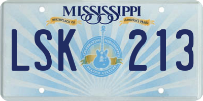 MS license plate LSK213