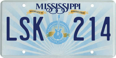 MS license plate LSK214