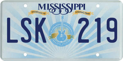 MS license plate LSK219
