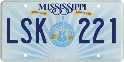 MS license plate LSK221