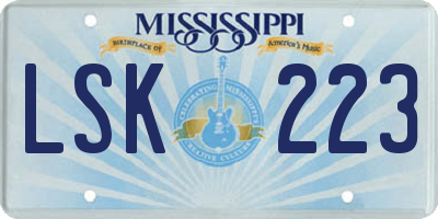 MS license plate LSK223