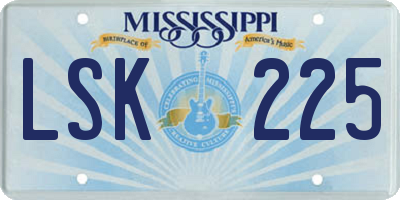 MS license plate LSK225