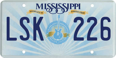 MS license plate LSK226