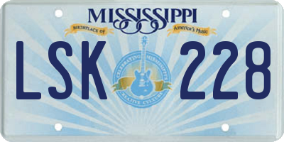 MS license plate LSK228