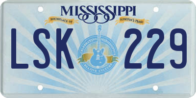 MS license plate LSK229