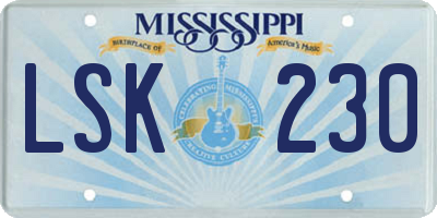 MS license plate LSK230