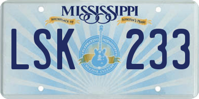 MS license plate LSK233