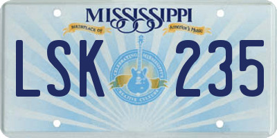 MS license plate LSK235