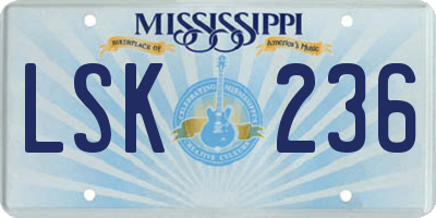 MS license plate LSK236