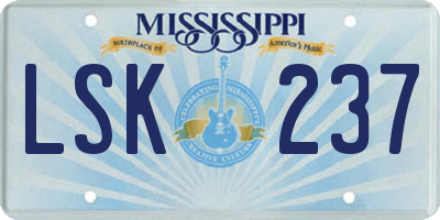 MS license plate LSK237