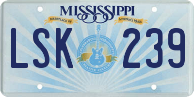MS license plate LSK239