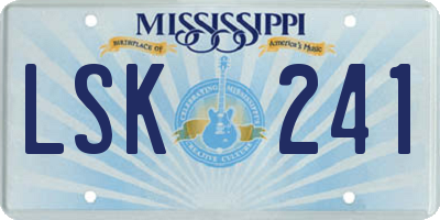 MS license plate LSK241