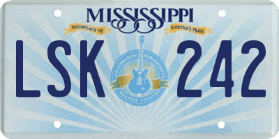 MS license plate LSK242
