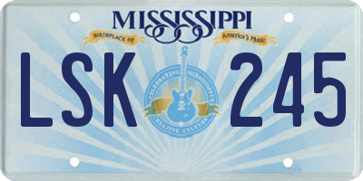 MS license plate LSK245